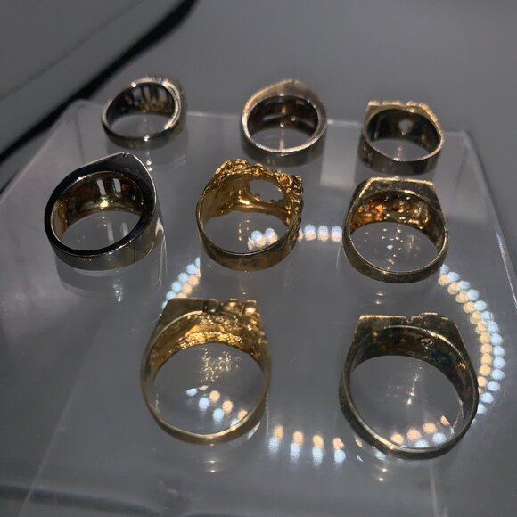 8ct Vintage Salesman Sample  Electro Plated Men's Size 8 Rings - Picture 2 of 2